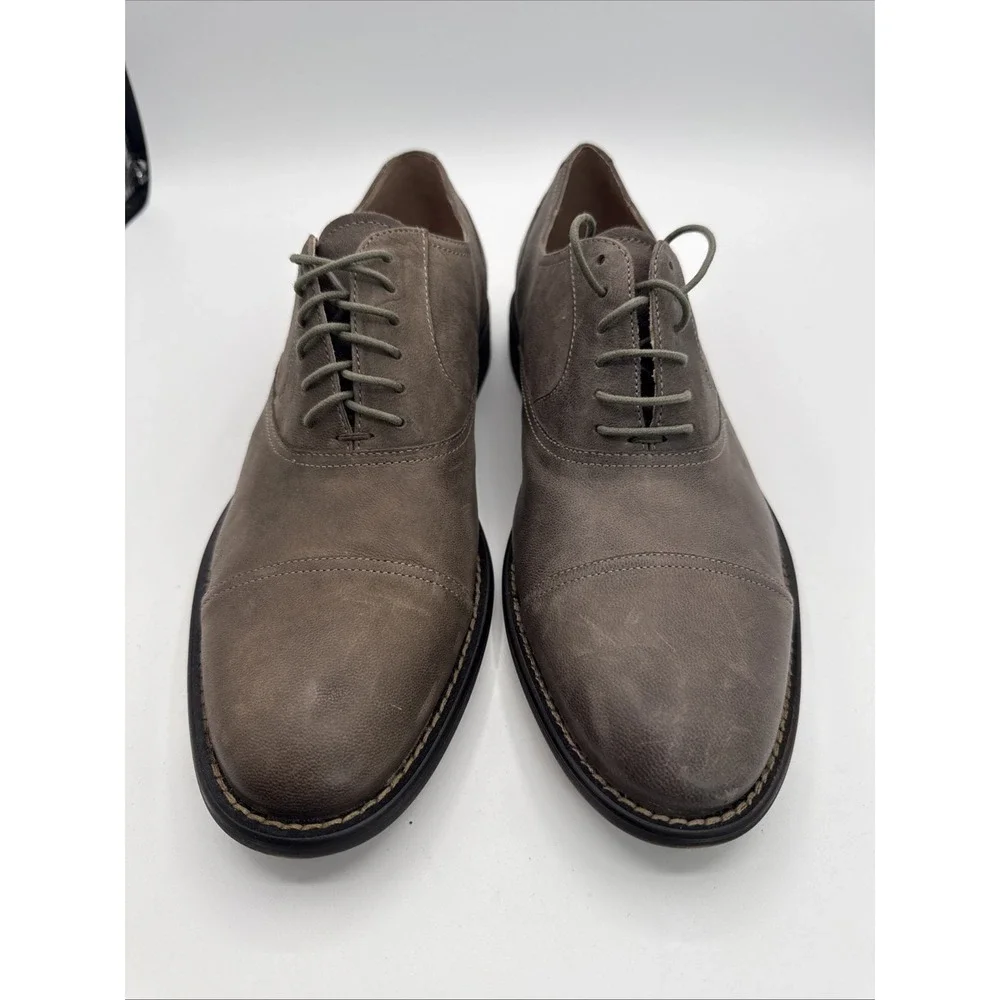 Joseph Abboud Taupe Gray Smooth Lace Up Oxford Men's Dress Shoes 10 Nice